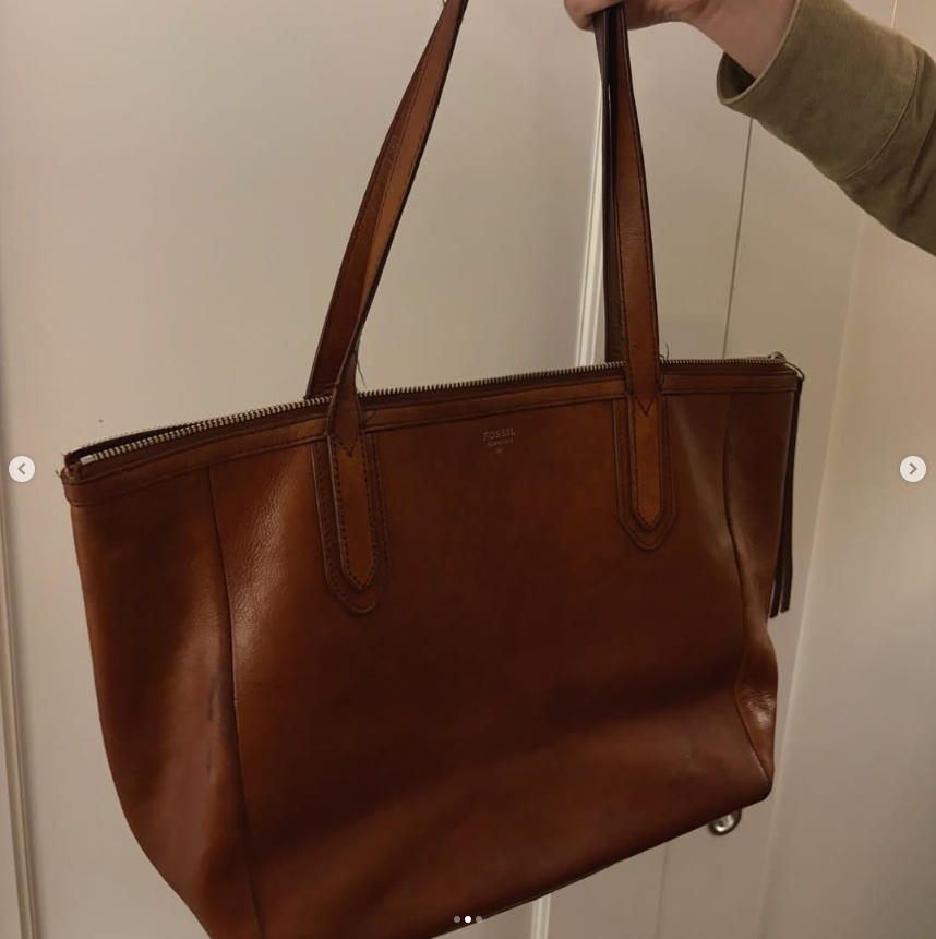 🤎 Vintage Fossil Leather Tote Bag 🤎