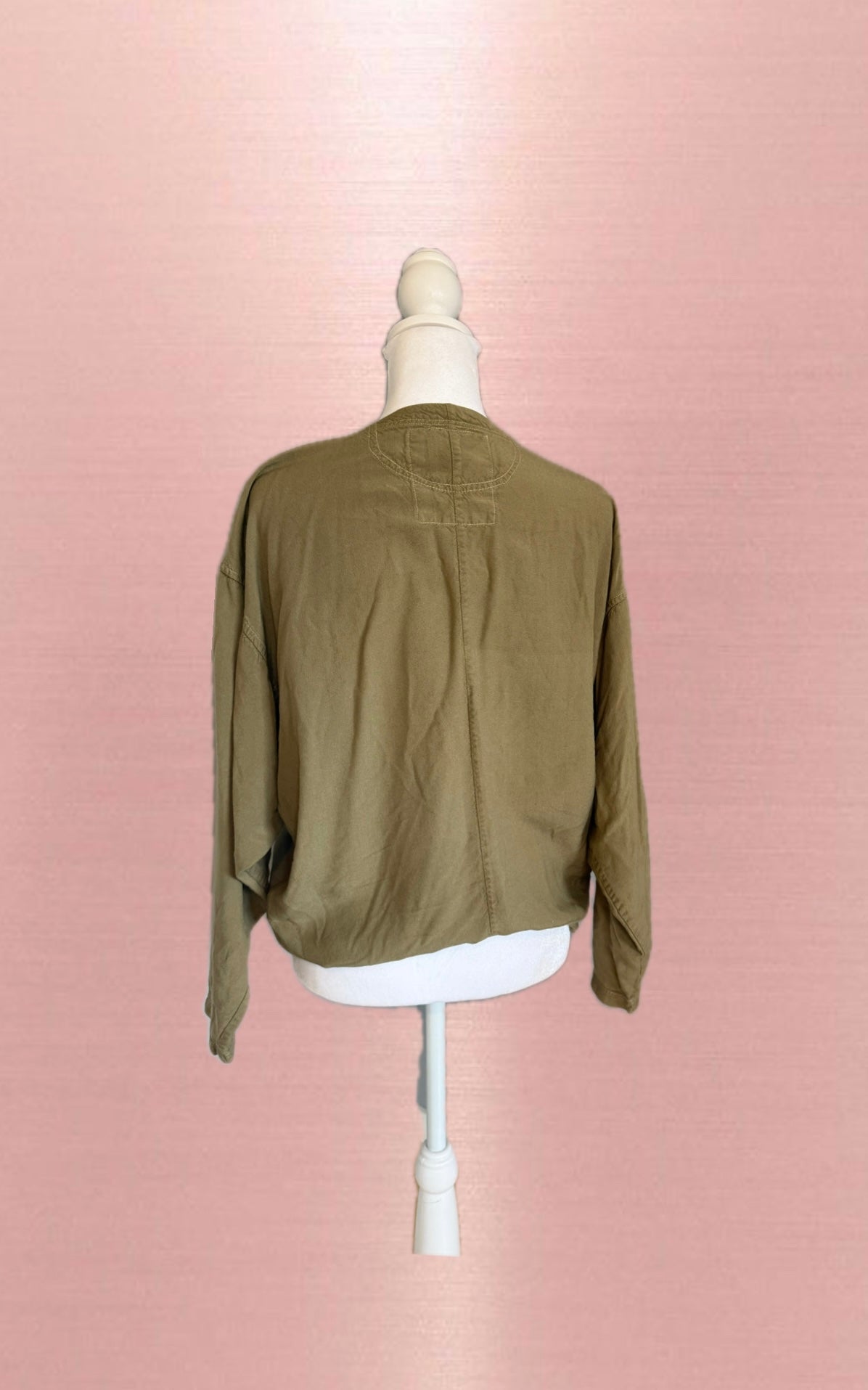 Olive green button top